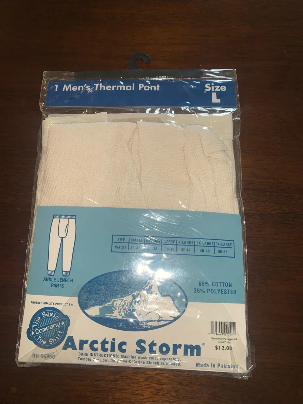 Arctic Storm Men’s Ivory Thermal Pants Large L New